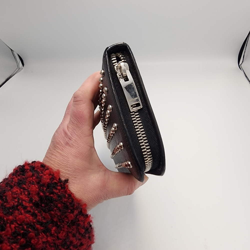 SAINT LAURENT Black Studded Zip-around Wallet With Original Bag & Box - Picture 7 of 11
